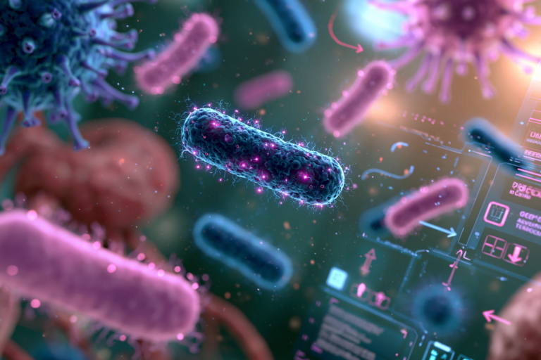 Real anatomical view of the human intestine showing gut microbiome and immune system interaction