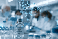 Home 7 Scientists researching hsv-1 and hsv-2 herpes vaccine development in an advanced biotechnology laboratory during 2026 clinical trials