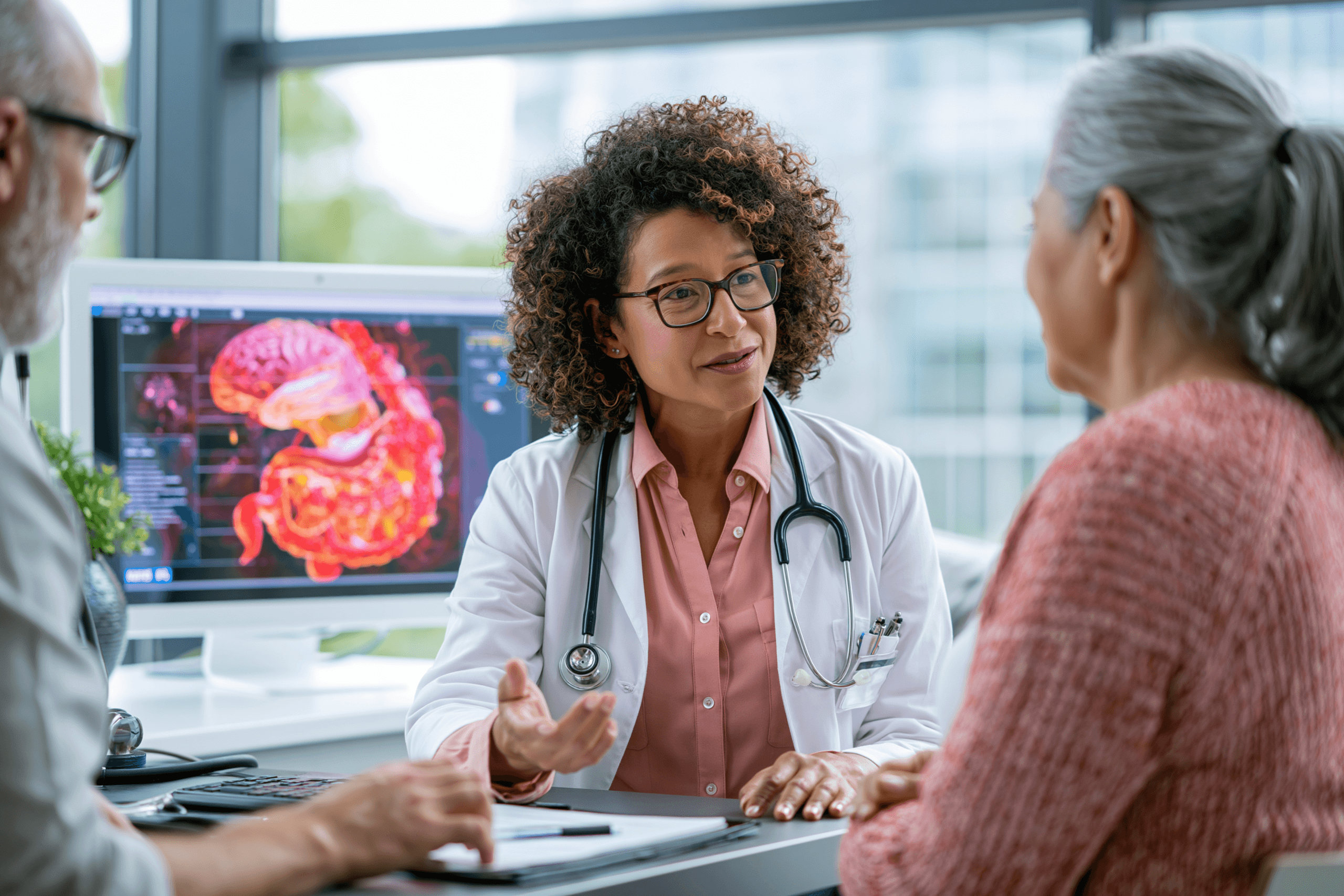 Home 5 Gut-brain axis research 2026 showing doctor explaining the connection between brain, gut, microbiome and ibs digestive health.