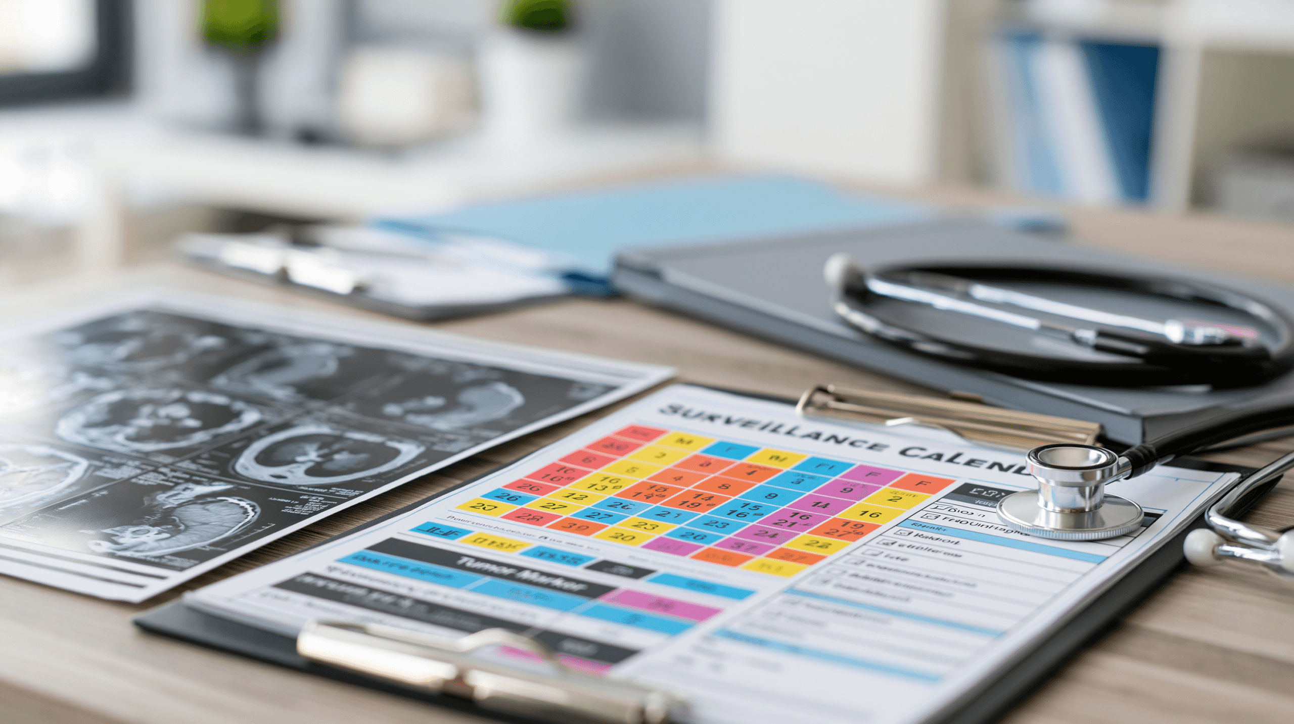 Ayurveda Before Crs-Hipec: Preparing Stronger For Major Peritoneal Cancer Surgery 2 Recurrence-risk reality after crs-hipec shown with oncology follow-up reports, ct scan, tumor marker review, and surveillance calendar.