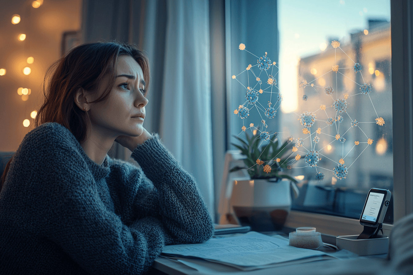 Woman experiencing post viral fatigue linked to Epstein-Barr virus and ME/CFS in a realistic medical setting