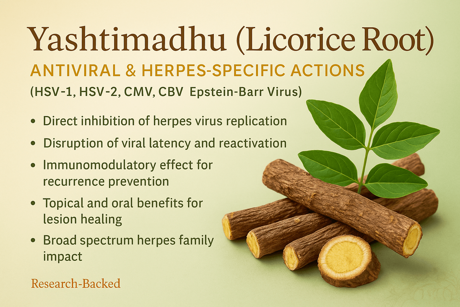 Antiviral herpes specific actions