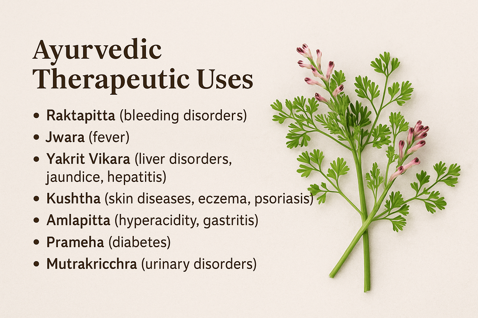 Pittapapada (Fumaria Parviflora): Ayurvedic Benefits, Uses, And Natural Cure 3 Ayurvedic therapeutic uses