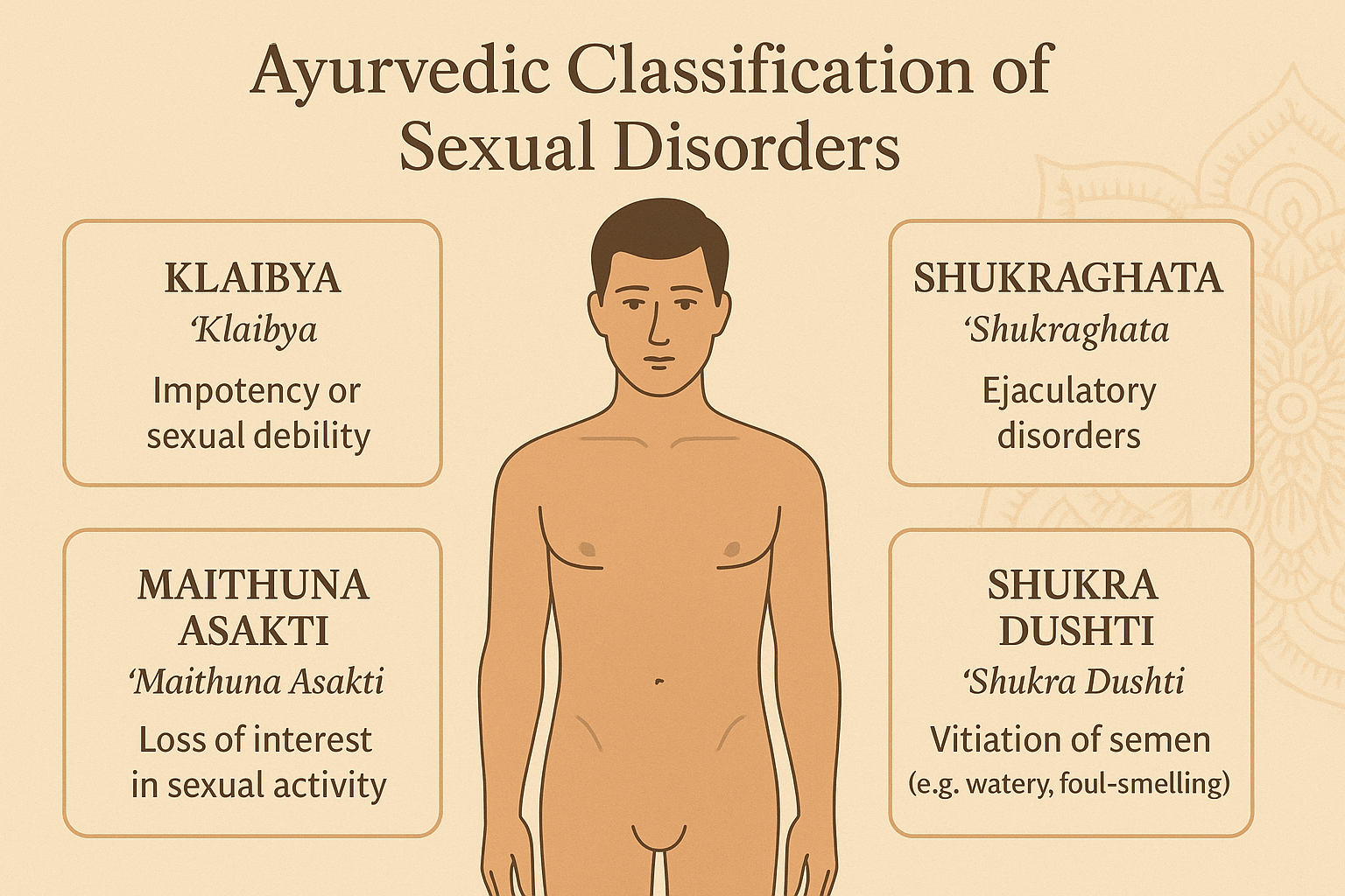 Male Sexual Dysfunction: Modern Diagnosis &Amp; Holistic Cure 5 Ayurvedic classification of sexual disorders