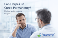 Man consulting a doctor about whether herpes can be cured permanently, representing medical and Ayurvedic treatment perspectives