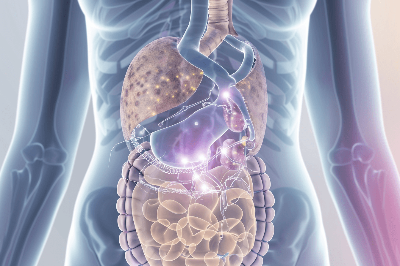 Medical visualization showing how metabolic organs influence ovarian function and fertility.