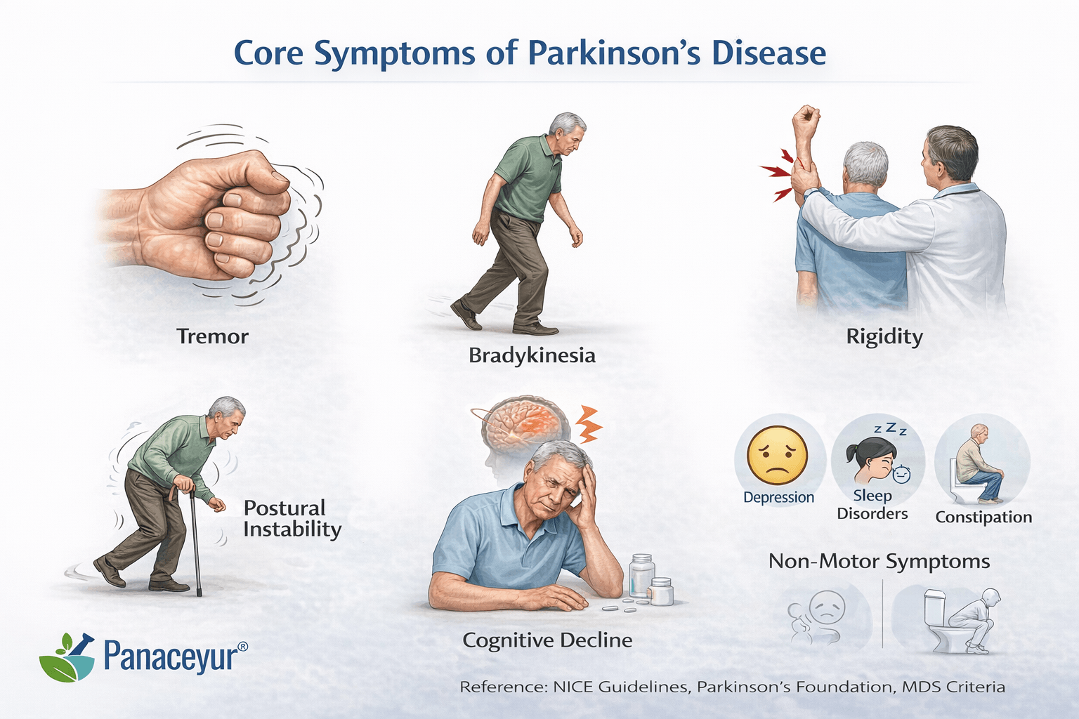 Core symptoms of parkinsons disease