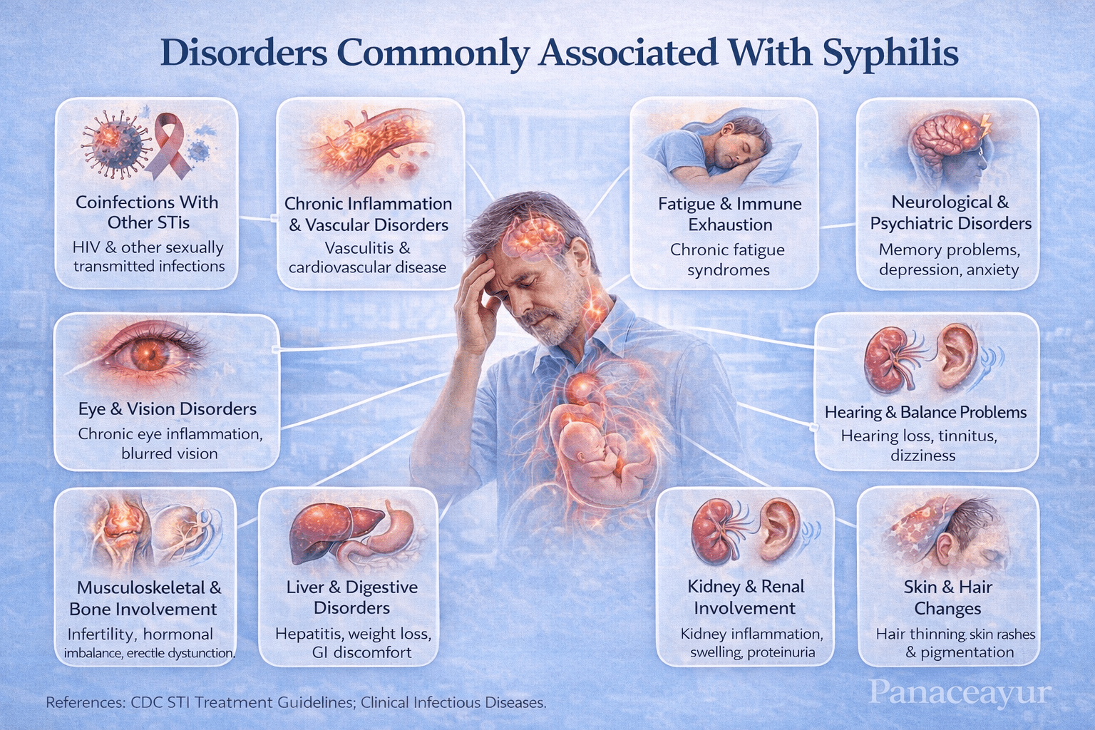 Disorders commonly associated with syphilis