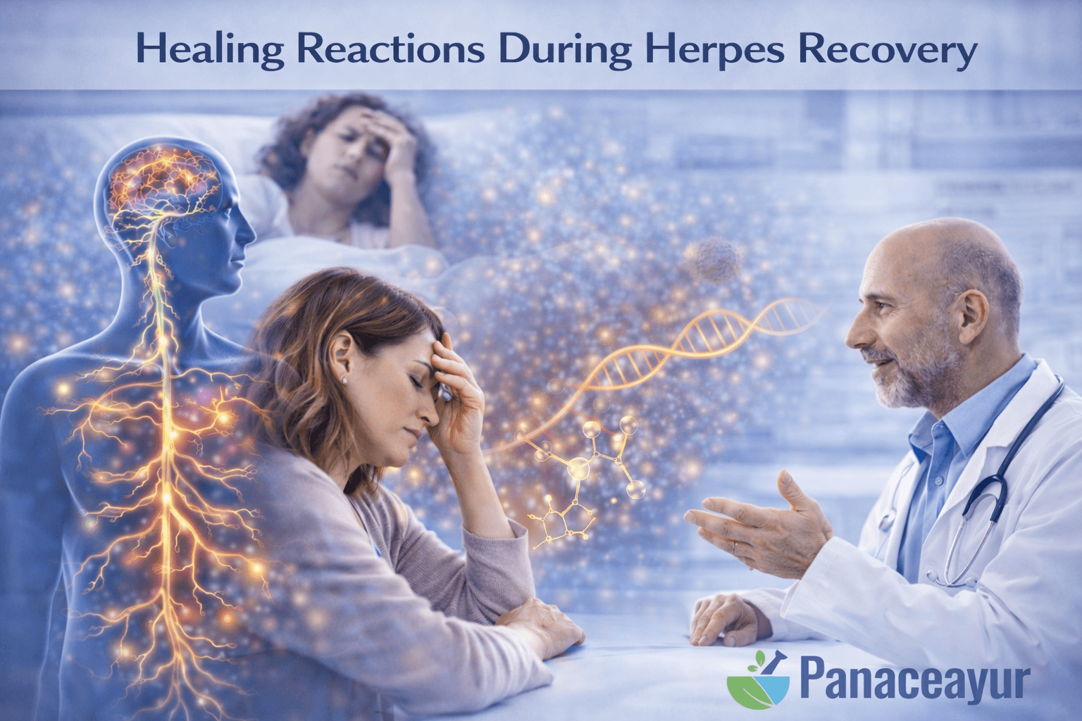 Healing reactions during herpes recovery
