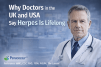 Senior doctor explaining why herpes is considered a lifelong condition in the UK and USA based on current medical guidelines