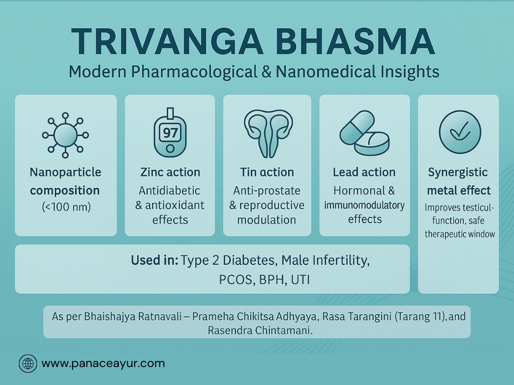 Modern pharmacological and nanomedical insights trivanga bhasma