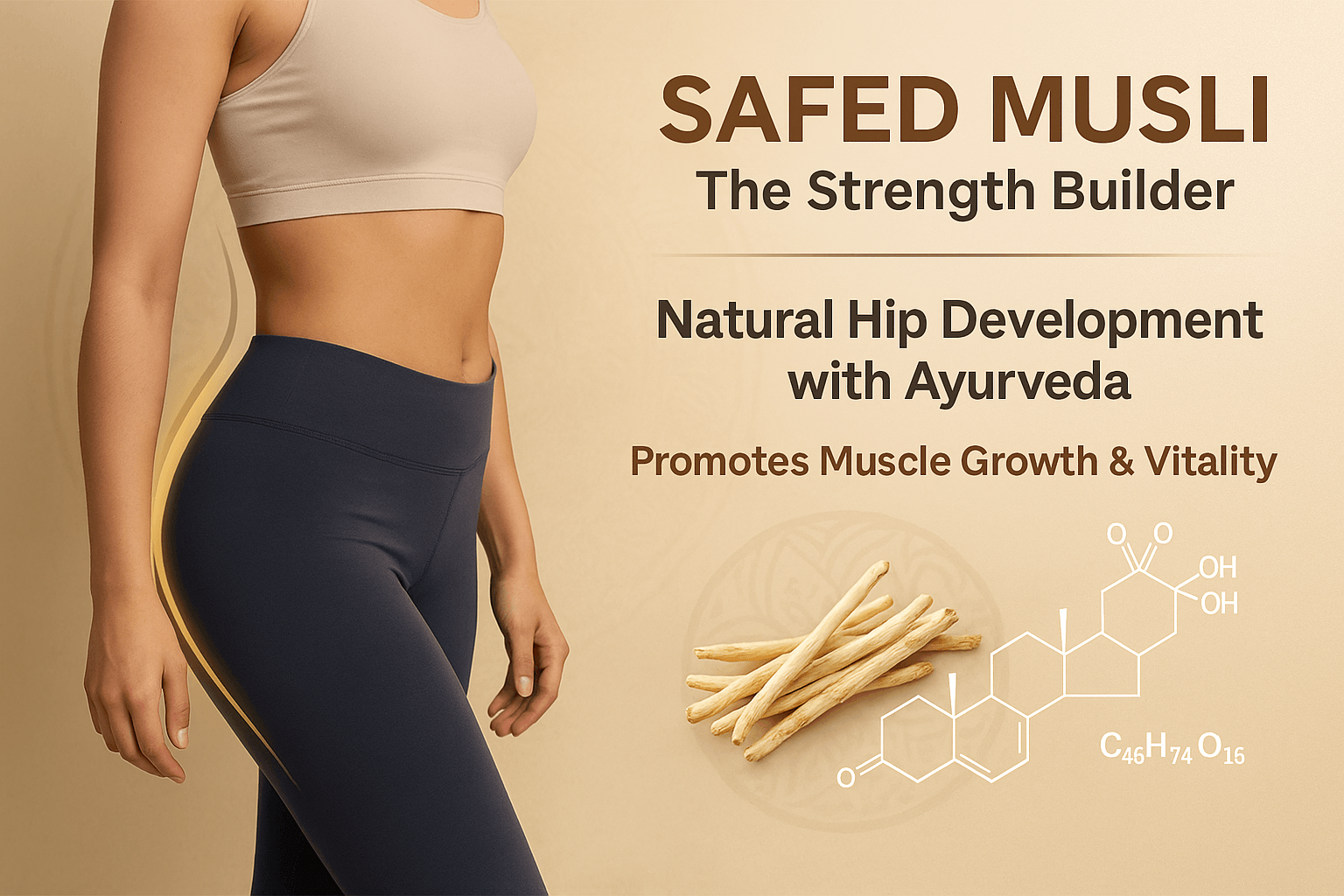 Natural Hip Development With Ayurveda- Vidari, Ashwagandha, Musli, Gokshura 4 Safed musli