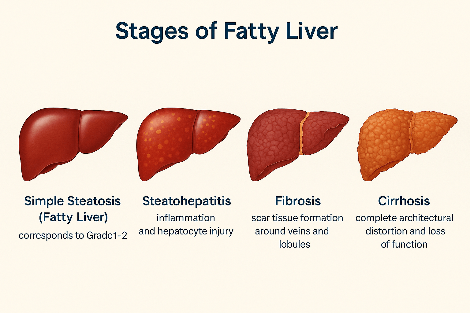 Fatty Liver- Causes, Symptoms, And Ayurvedic Cure 3 Stages of fatty liver