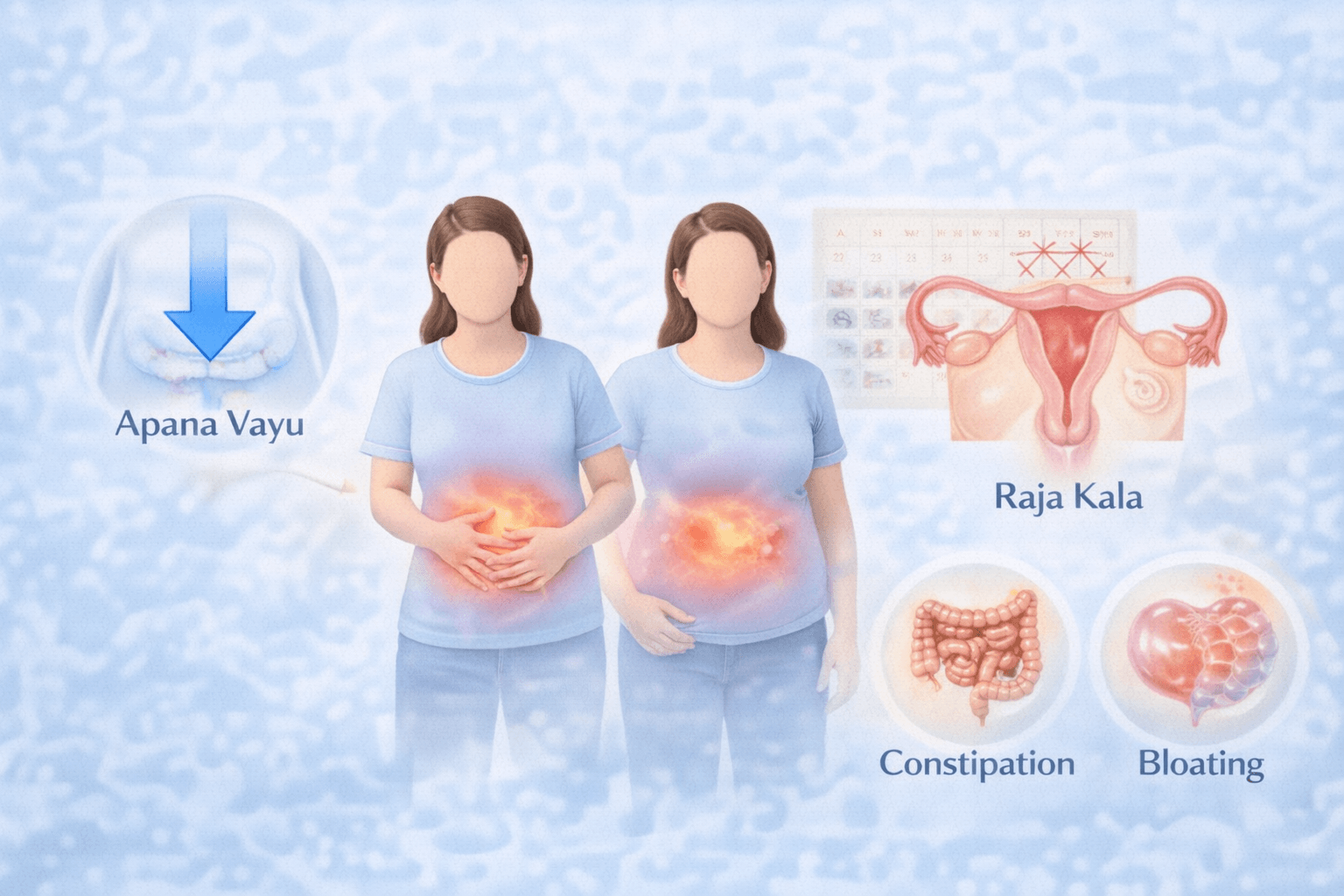 Ibs In Women: Apana Vayu, Raja Kala, Constipation And Bloating Women apana vayu raja kala constipation and bloating
