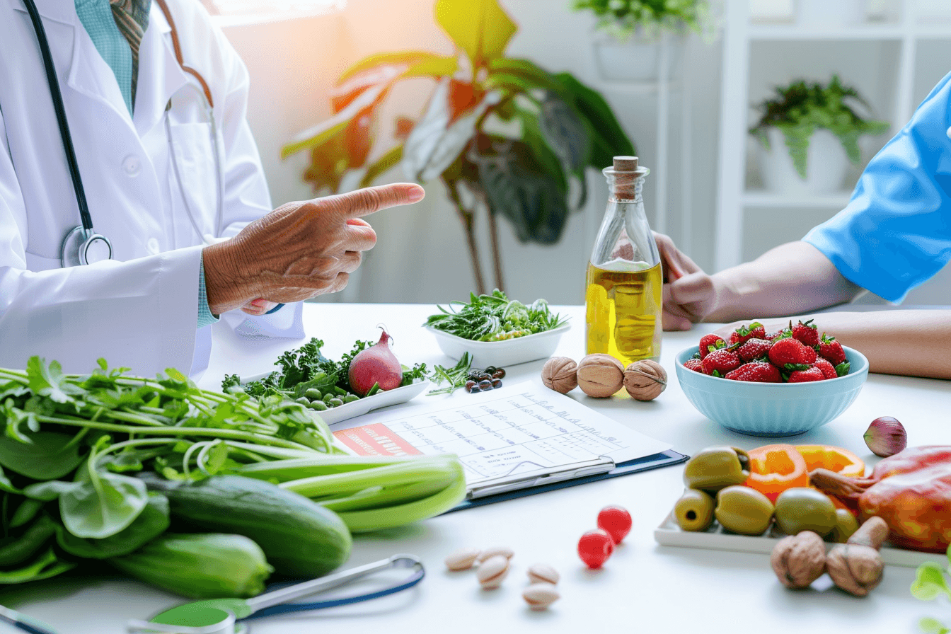 Alzheimers-Disease-Diet-Lifestyle-Brain-Health.jpg Doctor explaining healthy diet and lifestyle recommendations for brain health and alzheimer’s prevention