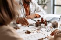 Ayurveda pharmacovigilance consultation reviewing herbal and prescription medicines for patient safety