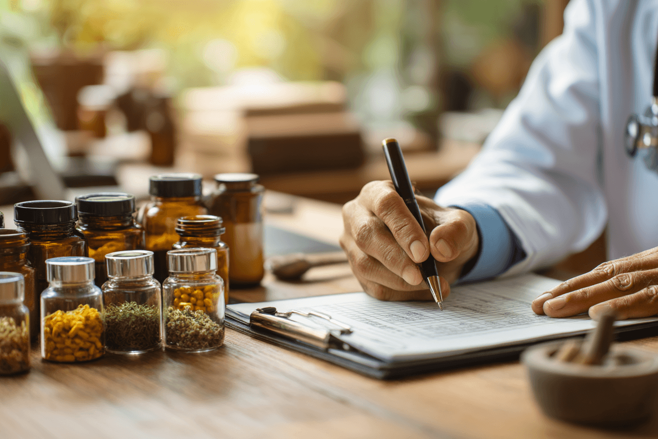 Ayurvedic herbal formulations including powders and tablets used in treatment