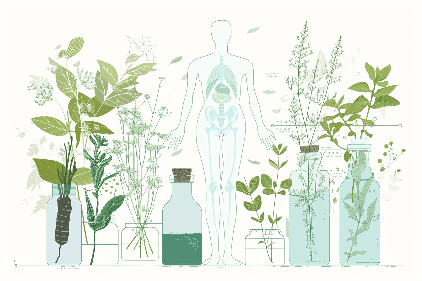 Ayurvedic herbs like ashwagandha and guduchi used for metabolic and hormonal balance