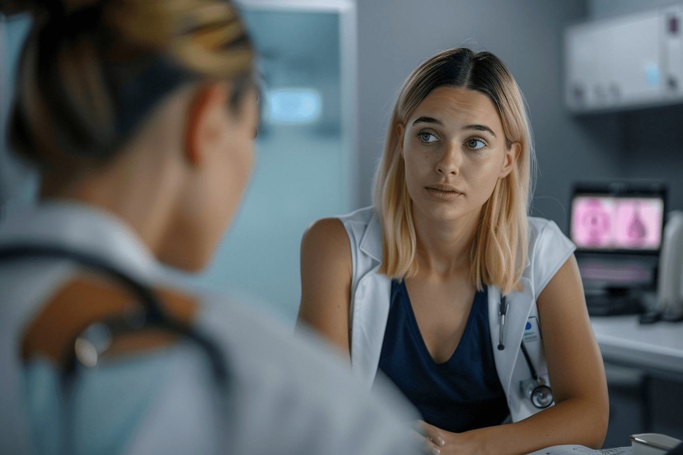 Do You Need Breast Surgery – Doctor Explains Biopsy Results Doctor explaining breast biopsy results and surgery decision to female patient