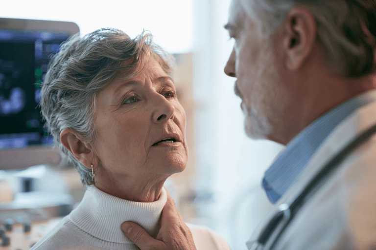 Braf v600e anaplastic thyroid cancer patient undergoing molecular testing and clinical evaluation in a modern oncology hospital.