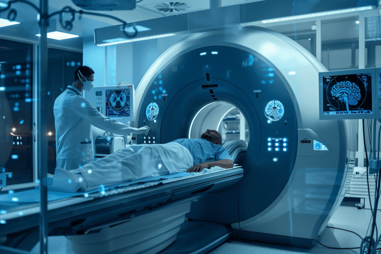 CT brain scan showing abnormal mass region in suspected glioblastoma case