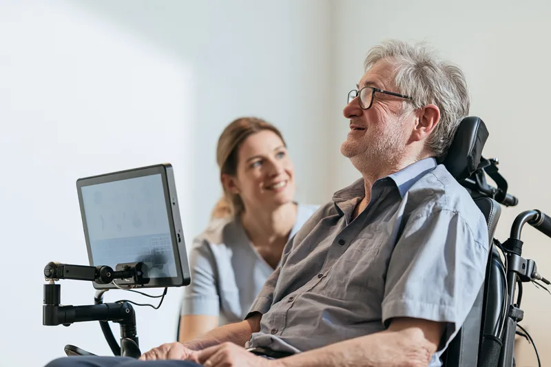 Bulbar als speech eye gaze communication device