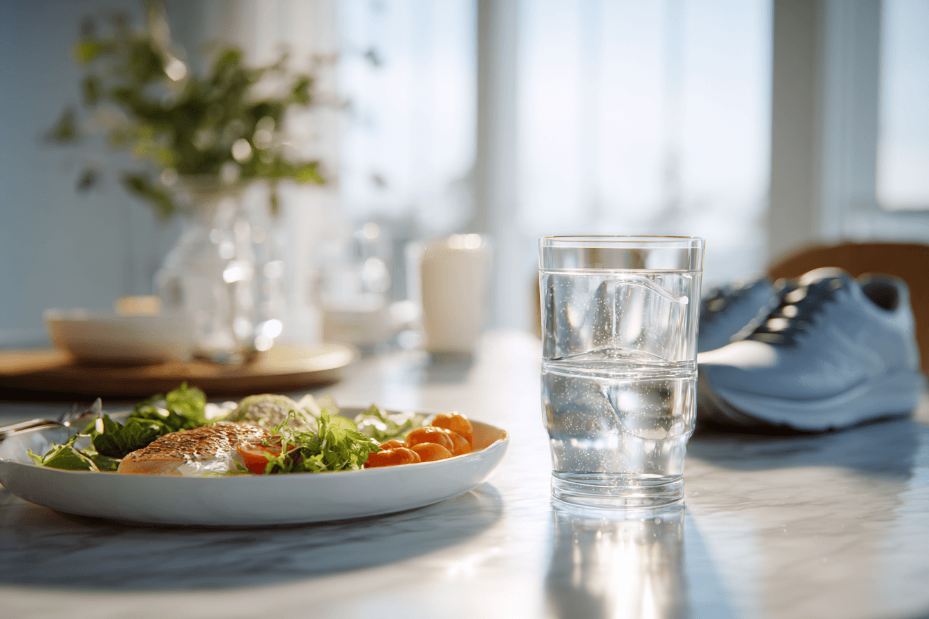 Diet And Lifestyle Recommendations For Parathyroid Disorders Photorealistic clinical scene showing balanced diet hydration sunlight and healthy routine for managing parathyroid disorders