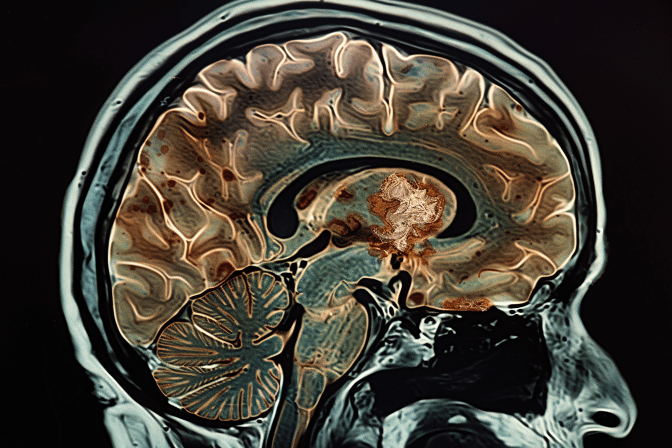 Mri showing glioma recurrence in the same location after treatment