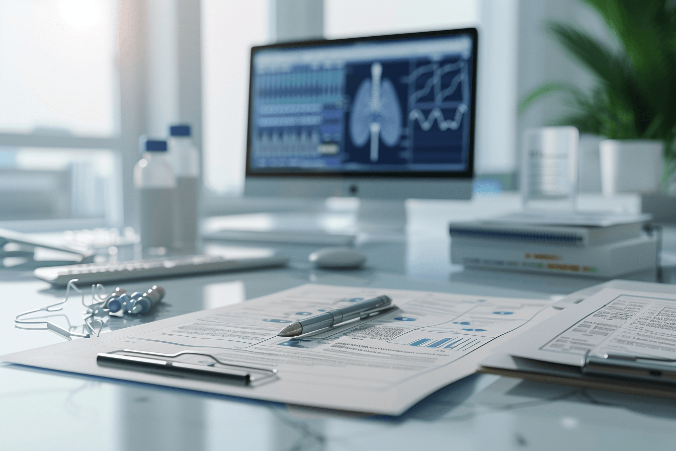 Doctor reviewing blood test results showing calcium and pth levels for hyperparathyroidism