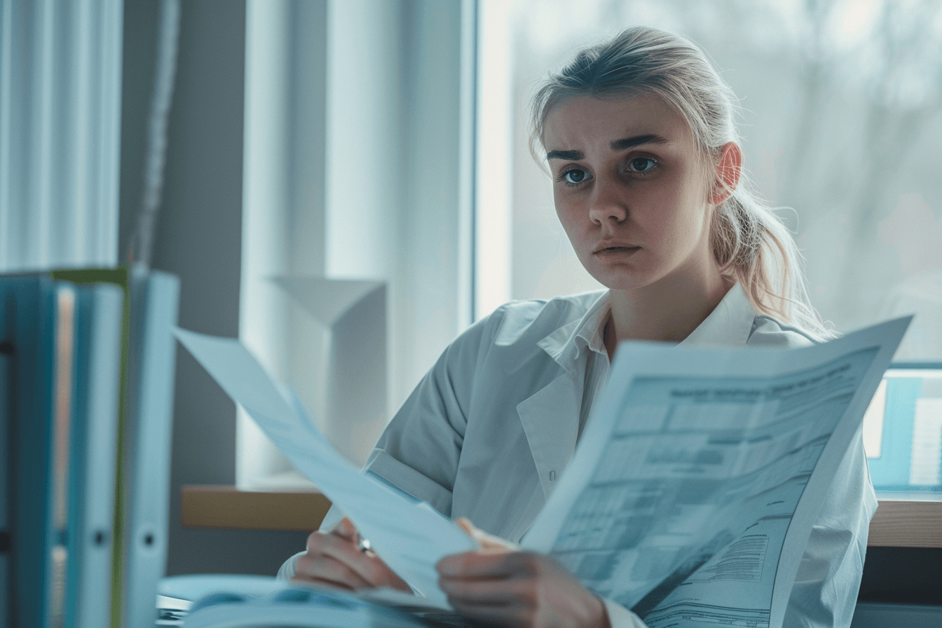 Patient Concerns About Hyperparathyroidism Surgery Patient reviewing medical reports and thinking about hyperparathyroidism treatment options