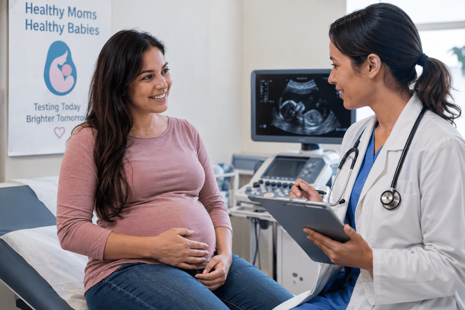 Home 5 Infections in pregnancy consultation showing prenatal hiv, syphilis and hepatitis b testing to protect the baby