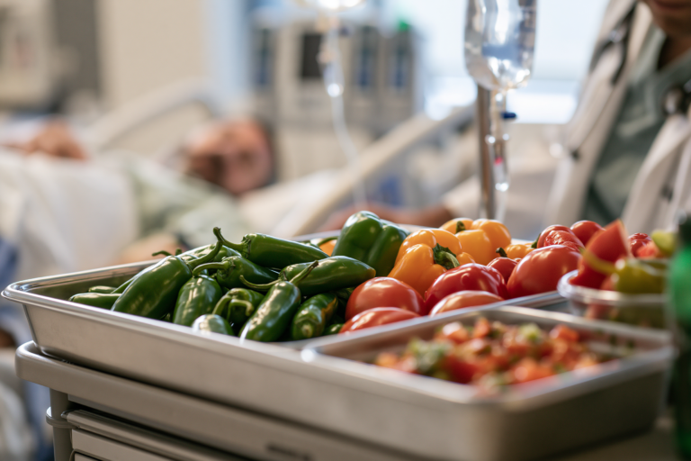 Patient receiving hospital evaluation for symptoms linked to the 2026 jalapeño Salmonella outbreak and recalled foods.