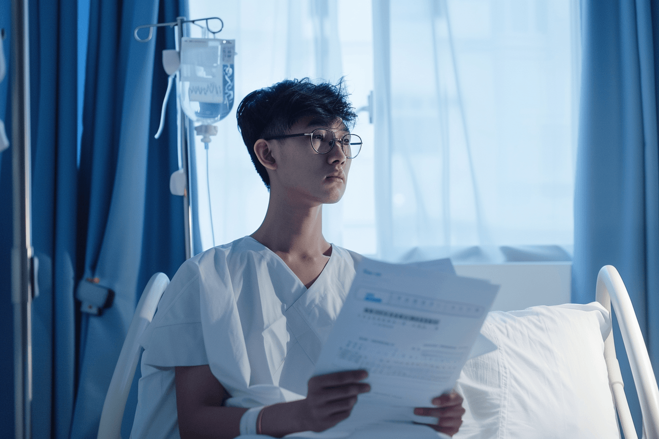 Patient reflecting after colorectal cancer treatment showing limitations and recovery concerns