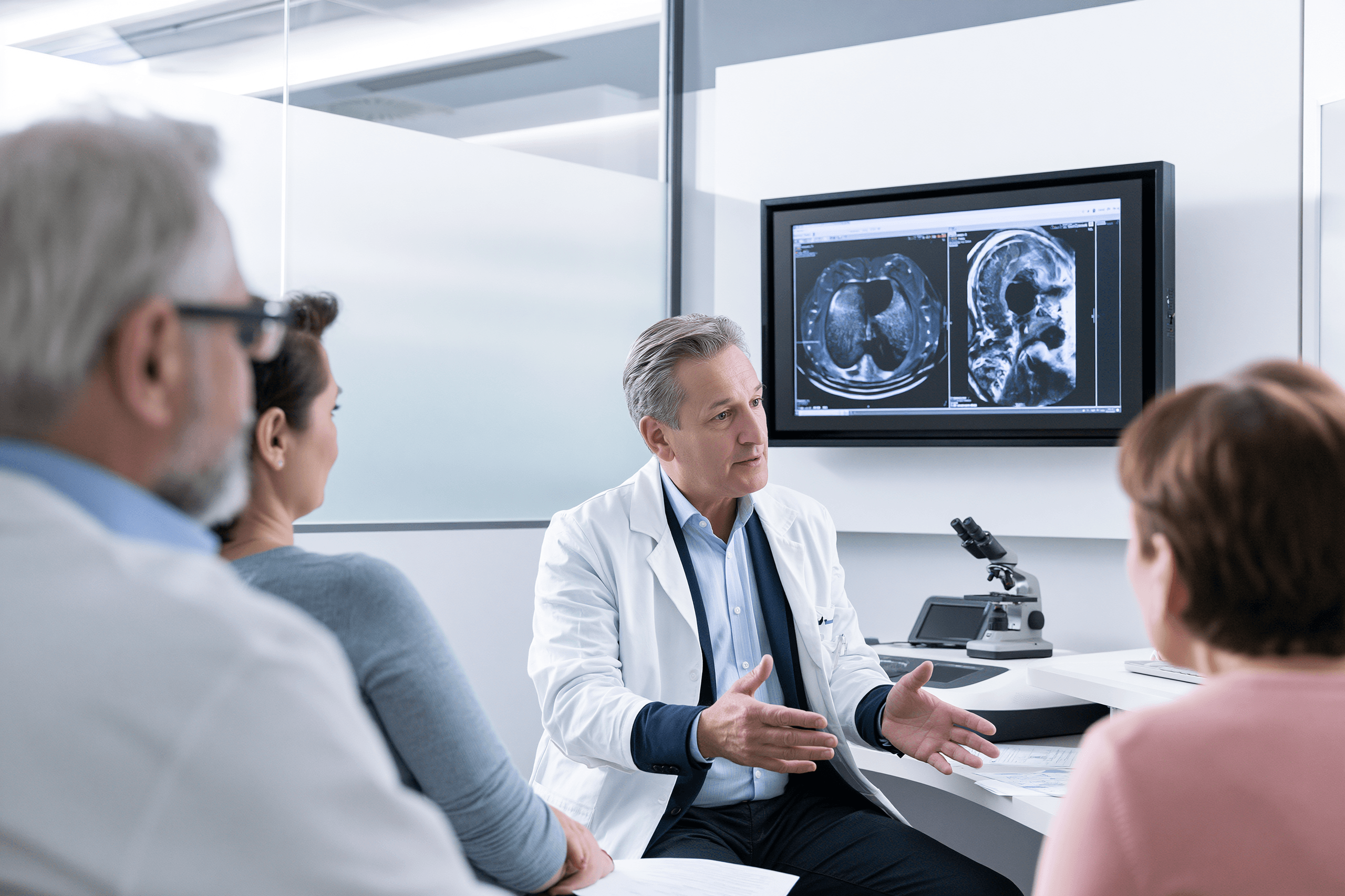 Metastatic Esophageal Cancer: Treatment, Survival And The Ayurveda Curative Model 11 Oncologist discussing metastatic esophageal cancer survival, prognosis and treatment response with a patient and family.
