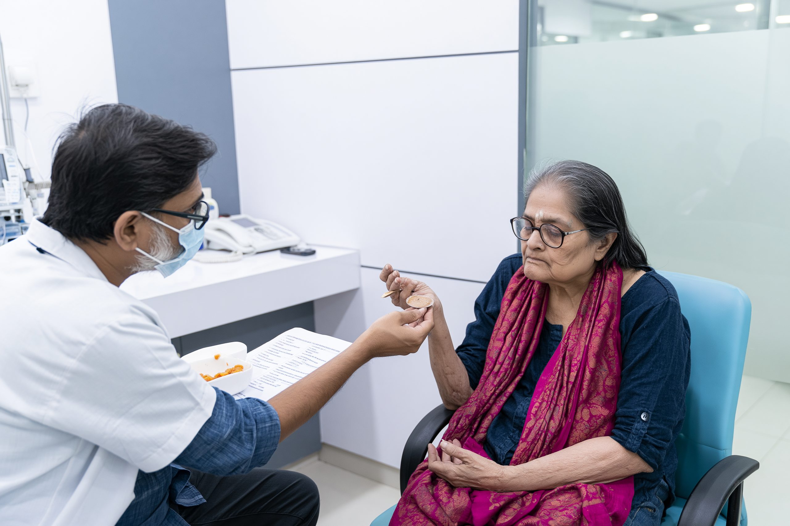 Metastatic Esophageal Cancer: Treatment, Survival And The Ayurveda Curative Model 14 Clinician supervising rasayana therapy to support nutrition and strength during metastatic esophageal cancer care.