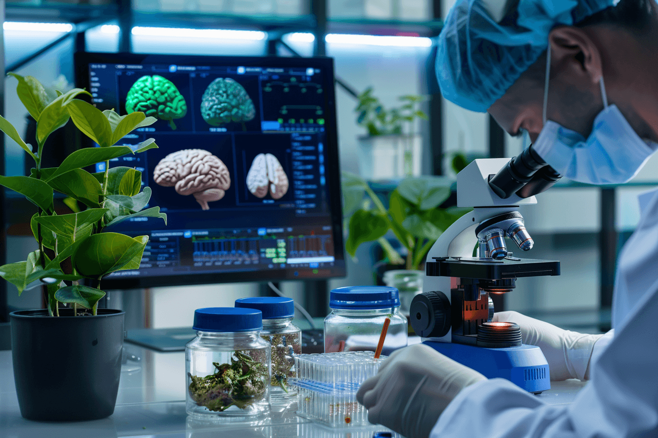 Scientific-Research-Ayurvedic-Herbs-Brain-Health.jpg Laboratory research studying ayurvedic herbs for cognitive health and alzheimer’s disease