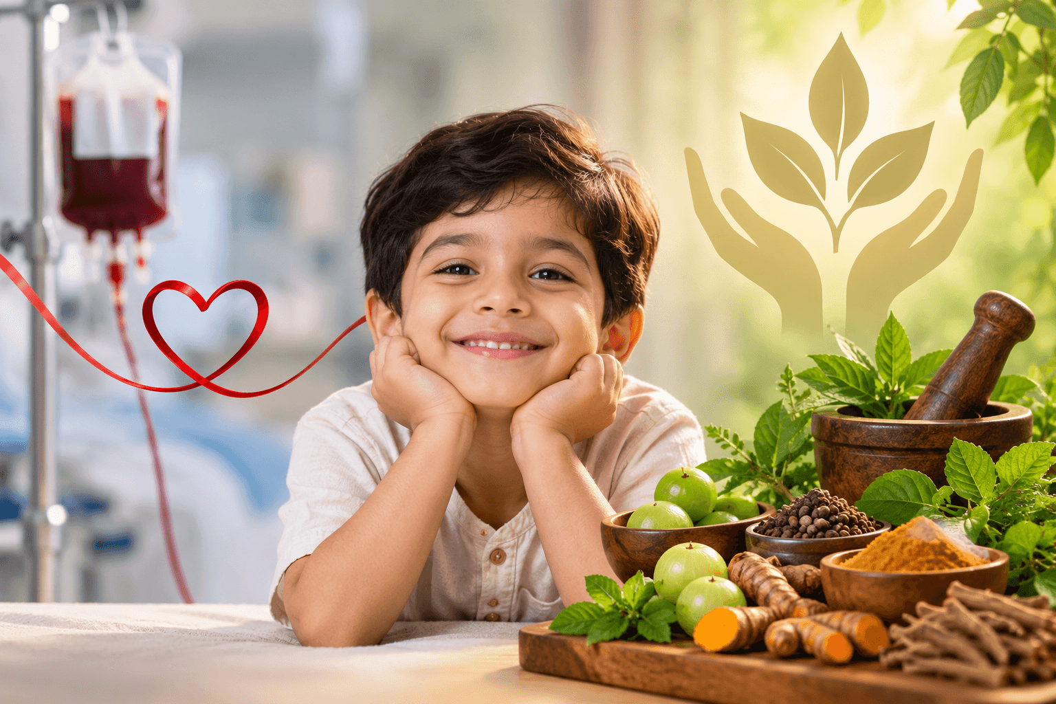 Child with thalassemia representing real-world patient recovery, ayurvedic supportive care, and clinical evidence for improved quality of life