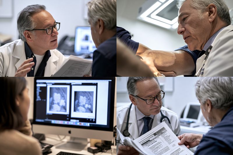 Doctor consultation for white patches on skin with clinical examination, medical history review and photographic monitoring.