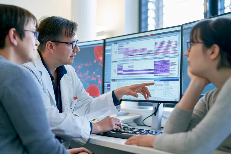 Thalassemia Major Vs Minor Vs Intermedia: Symptoms, Blood Reports, Risks And Treatment Differences 3 Hematologist reviewing genetic factors that influence thalassemia major, intermedia and minor severity.